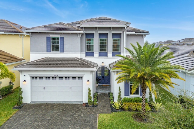 view of front of house with a garage