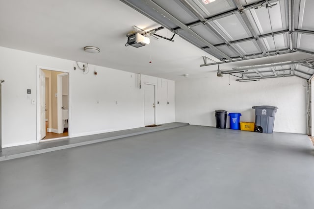 garage with a garage door opener