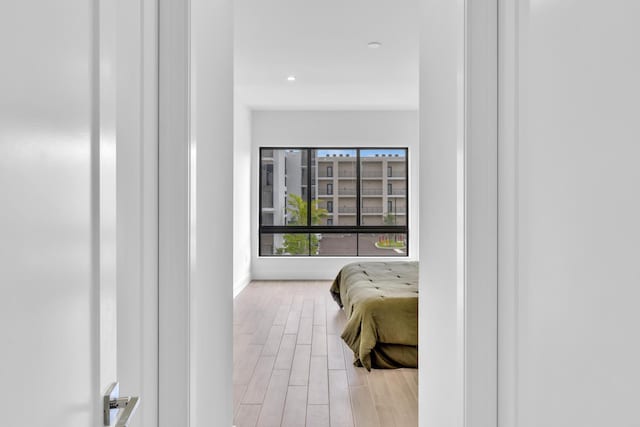 bedroom featuring light hardwood / wood-style floors