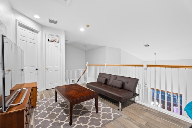 sitting room with light hardwood / wood-style floors