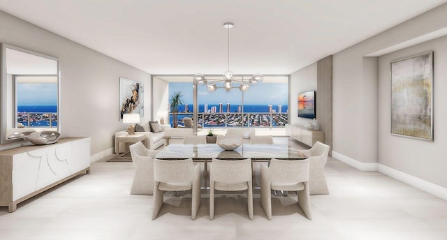 dining room with a notable chandelier