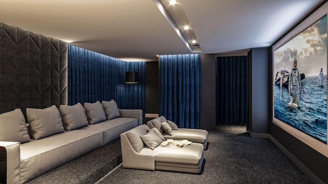 view of carpeted home theater