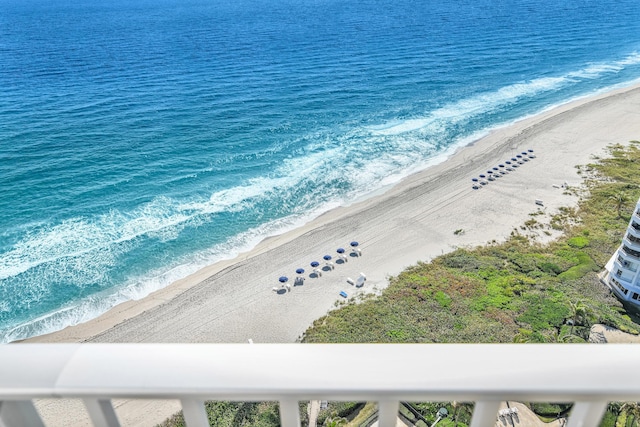 exterior space featuring a beach view