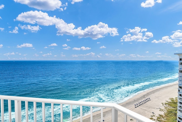 property view of water with a beach view