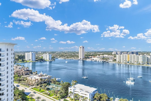 property view of water with a view of city