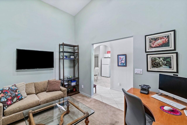 office space featuring light tile patterned floors