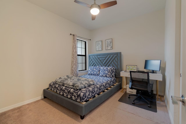 bedroom with carpet flooring and ceiling fan