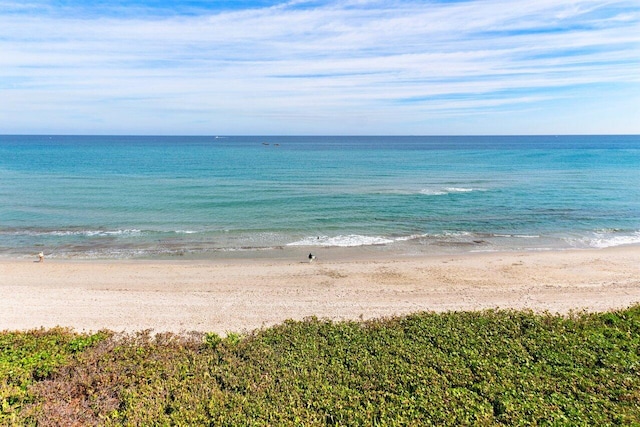 view of water feature with a view of the beach