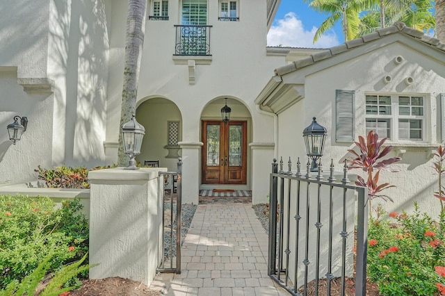 doorway to property with french doors