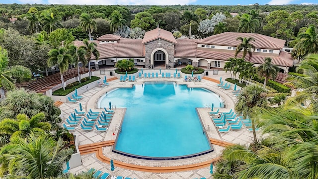 view of pool featuring a patio area