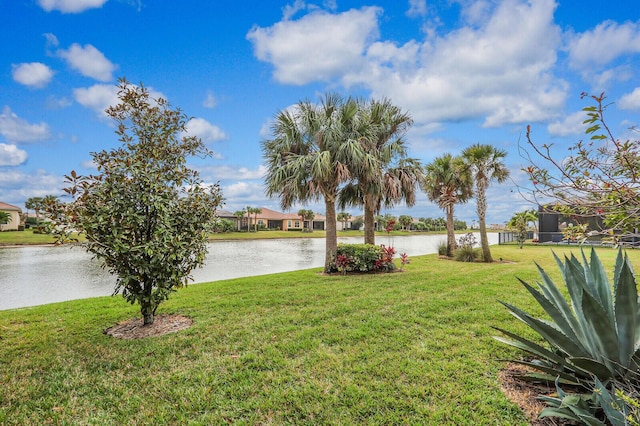 view of yard featuring a water view