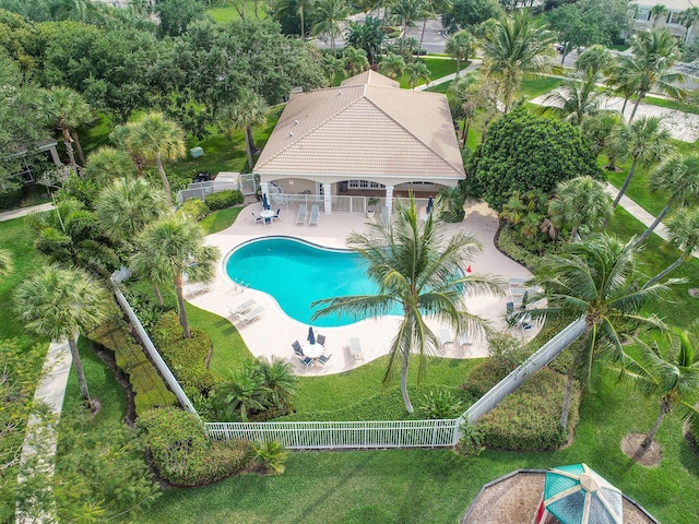 view of swimming pool with a patio area