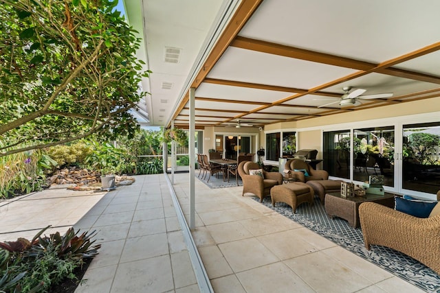 view of patio with ceiling fan