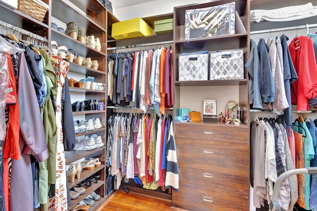 walk in closet featuring light wood-type flooring