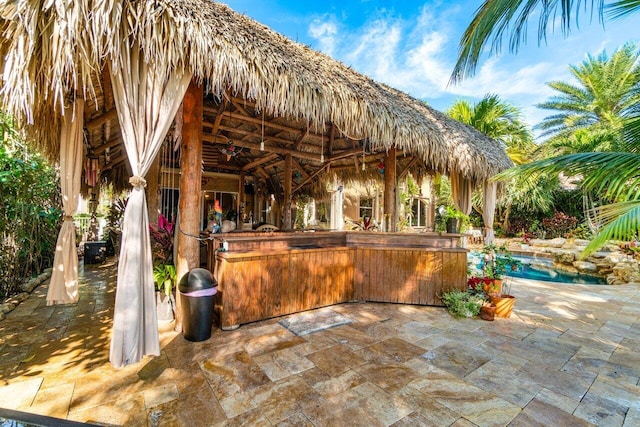 view of patio featuring a gazebo