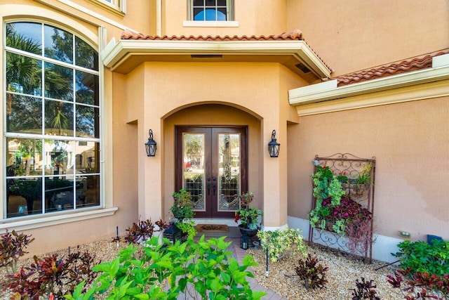 doorway to property with french doors