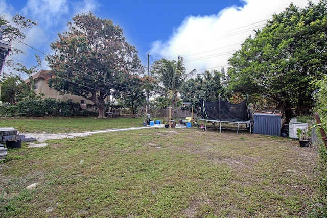 view of yard featuring a trampoline