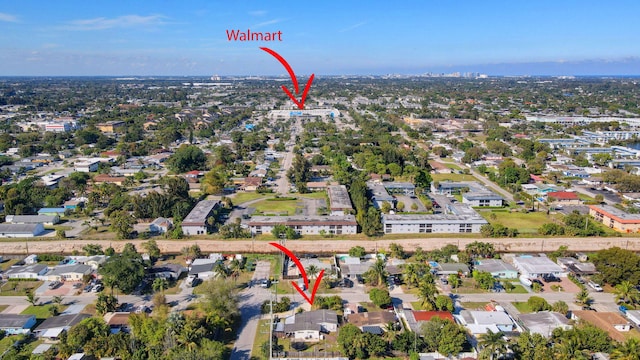 aerial view with a residential view