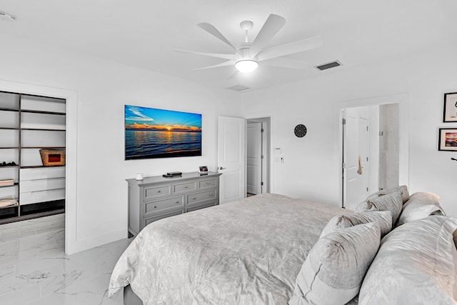 bedroom featuring ceiling fan