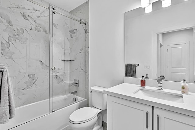 full bathroom featuring vanity, toilet, and enclosed tub / shower combo