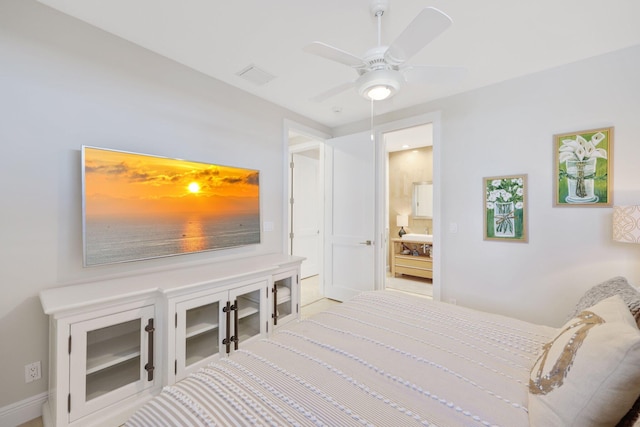 bedroom featuring ceiling fan