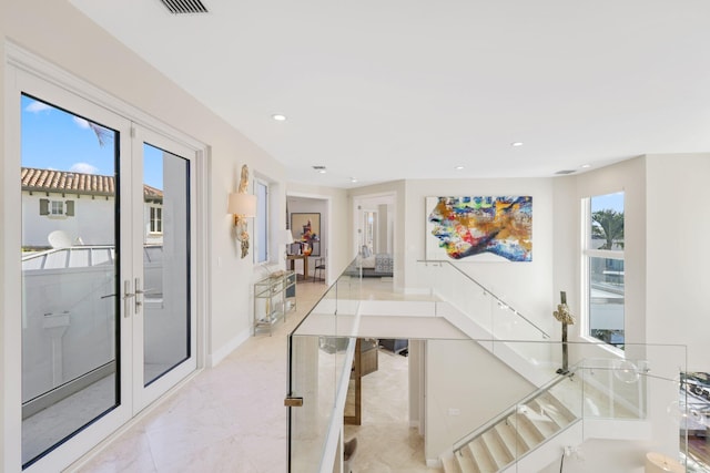 hallway with french doors