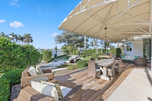 deck with an outdoor hangout area