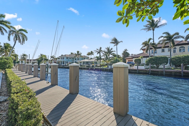 dock area featuring a water view