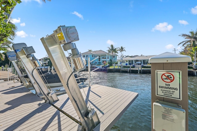 view of dock featuring a water view