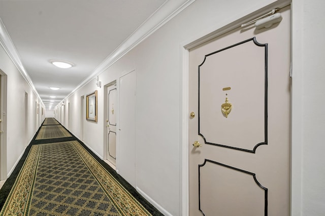 corridor with crown molding