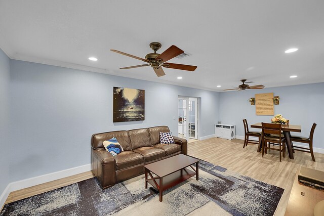 602 SE 6th Ave, Deerfield Beach, FL 33441 - living room with hardwood / wood-style flooring and ceiling fan