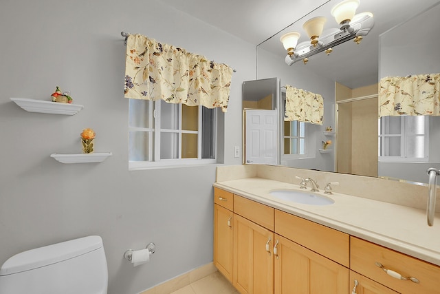 602 SE 6th Ave, Deerfield Beach, FL 33441 - bathroom featuring tile patterned floors, vanity, toilet, and an enclosed shower