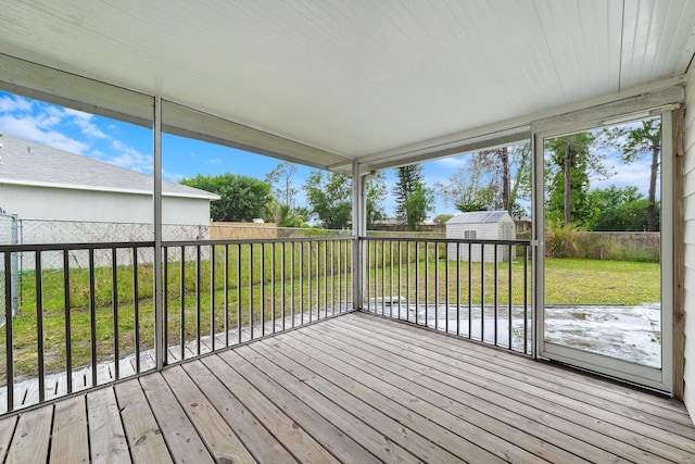 view of unfurnished sunroom