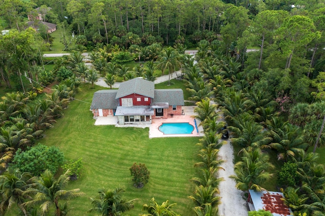 aerial view with a forest view