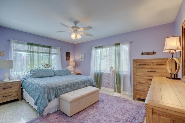 bedroom featuring ceiling fan