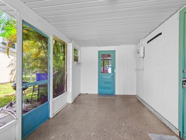 view of unfurnished sunroom