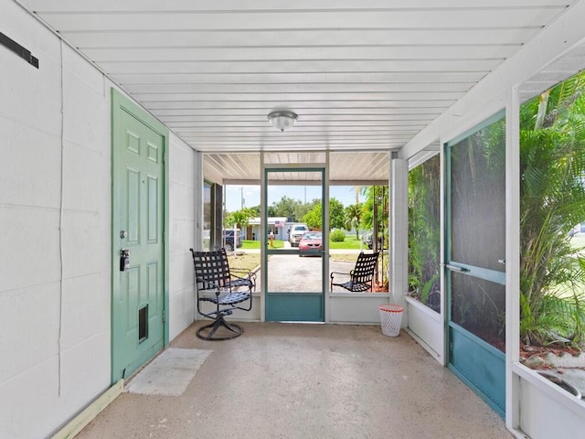 view of unfurnished sunroom