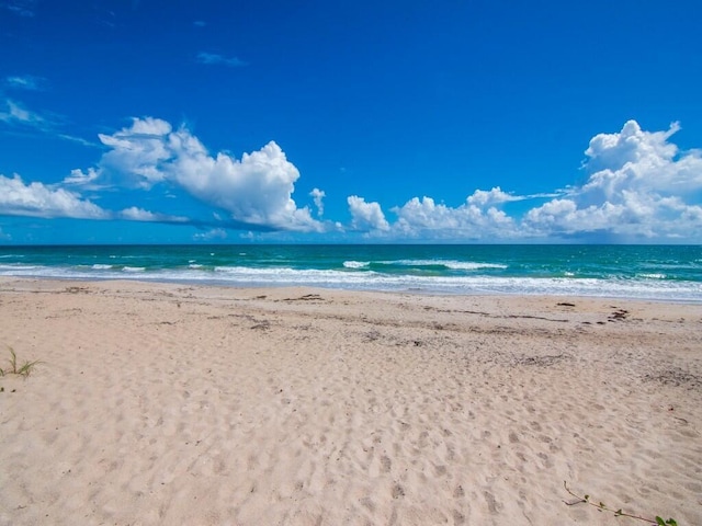 view of water feature featuring a beach view