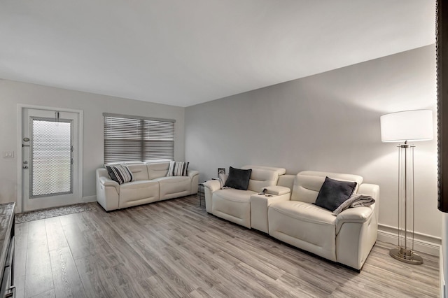 living room with light hardwood / wood-style flooring