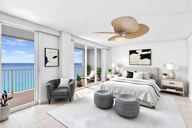 3000 S Ocean Blvd Unit 1504, Boca Raton, FL 33432 - bedroom featuring access to outside, multiple windows, and a water view