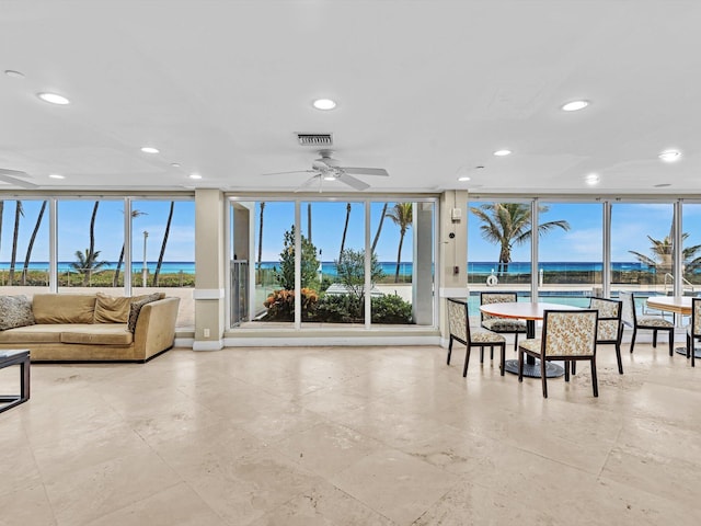 3000 S Ocean Blvd Unit 1504, Boca Raton, FL 33432 - sunroom / solarium featuring a water view