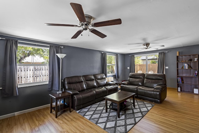 living room with hardwood / wood-style flooring