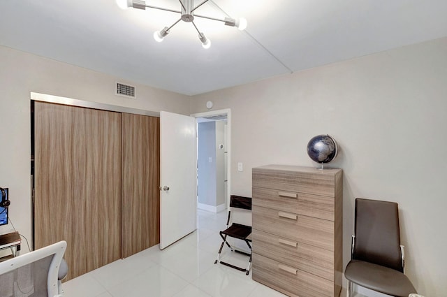 office with light tile patterned floors