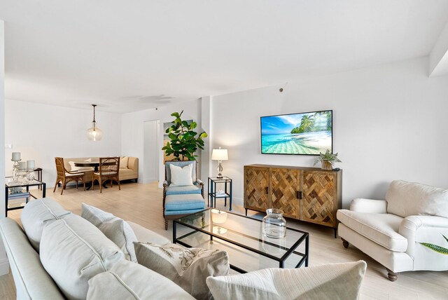 living room with light wood-type flooring