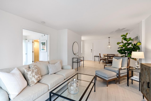 living room featuring light hardwood / wood-style floors