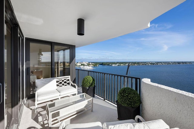 balcony with a water view