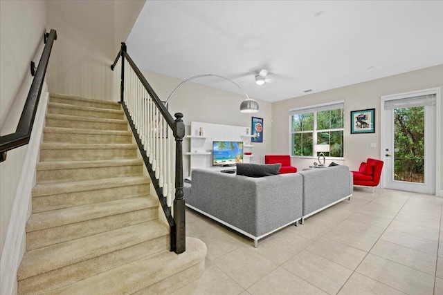 view of tiled living room