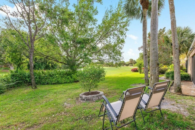 view of yard featuring a fire pit