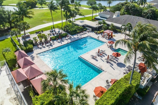 view of pool featuring a patio area