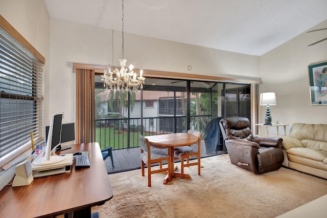 interior space featuring plenty of natural light and a notable chandelier